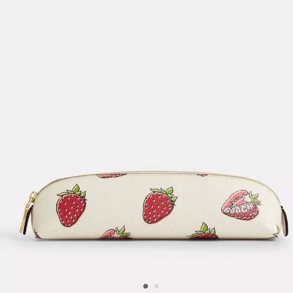 Coach Pencil Case With Strawberry Print - Picture 1 of 3